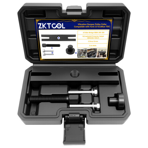 ZKTOOL Crankshaft Vibration Damper Pulley Puller Tool Kit for Ford 2.0