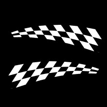 Novelty Chequered Flag Pack of 2 Car Stickers - Waterproof Decal - Long Lasting - UV Resistant - Cars, Motorbikes, Trucks, (White Glossy)