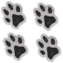 4PCS Black 3D Chrome Dog Paw Footprint Sticker Decal Auto Car Emblem Decal Decoration (Crystal Black)