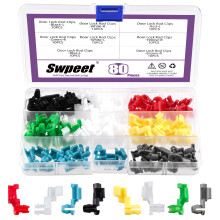 Swpeet 80Pcs Car Door Lock Rod Clips Assortment Kit, Left and Right Door Handle Rod End Clip Retainer, Tailgate Handle Rod Clip, Latch Locking Push C