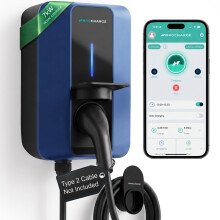 NRG CHARGE VELOX | Electric Vehicle Charger | Untethered | Type 2 | Single Phase | Level 2 Wall Mount EV Home Charger | Compact 255180105mm (Sapph