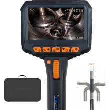Elitech Endoscope Inspection Camera with 32GB Card, 6.2mm Slim Flexible Angle‑Adjust Probe with Light, 1080P Display, Borescope for Automotive Engin