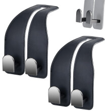 Car Hooks for Headrest, Leather Car Seat Back Storage Organizer Interior Accessories, More Wide & Deep Auto Seat Hook Hangers for Purse Umbrellas Han