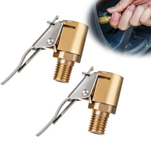YDSW 2Pcs 8mm Brass Tyre Valve Air Pump Clip, Car Valve Lever Plug Air Chuck, Thread Nozzle Adapter, Open End Inflator Valve Connector for Car Truck