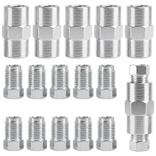 10 Pcs Brake Pipe Fittings Kit and 5 PcsBrake Line Fitting Nut Kit