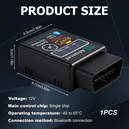 OBD2 Bluetooth Scanner, Wireless OBD II Car Diagnostic Code Reader 1