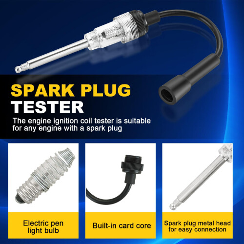 DASBET 9PCS Compression Tester Kit with Spark Plug Tester 0-300 psi 2