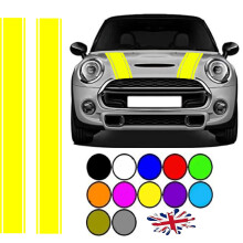 Generic pair mini vinyl bonnet stripes x 2 any colour easy taped and ready to fit decals 1100mm x 130mm (YELLOW)