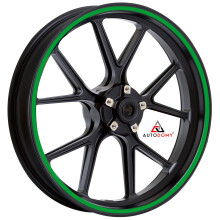 Autodomy Motorcycle Rim Stickers Complete Set for 2 Rims from 15" to 19" Inches | Weather Resistant Motorcycle Wheel Sticker (Green, 10 mm)