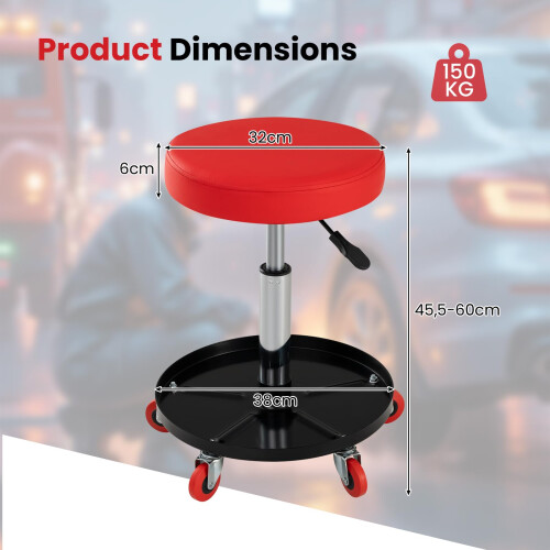TANGZON Rolling Mechanic Stool, 150KG Padded Roller Seat 2