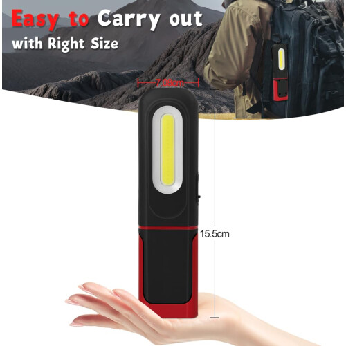 vsshe LED+COB Work Light, Inspection Light, Rechargeable Light, Hands-Free Garage Workshop Light, Type-C Charging, with Adjustable Bracket and Stand 1