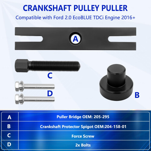 ZKTOOL Crankshaft Vibration Damper Pulley Puller Tool Kit for Ford 2.0 1