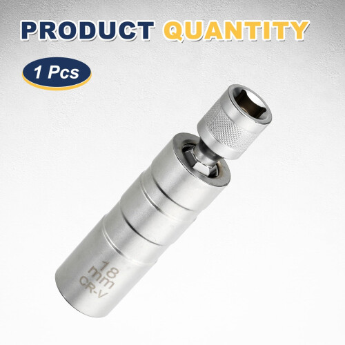 sourcing map Spark Plug Socket Set 3/8" Drive 18mm 12 Point Swivel Silver 2