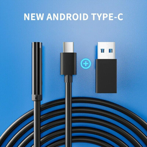 Type-C Endoscope Camera, IP67 Waterproof 6 LED USB Borescope for Android & PC - Length: 2m 1