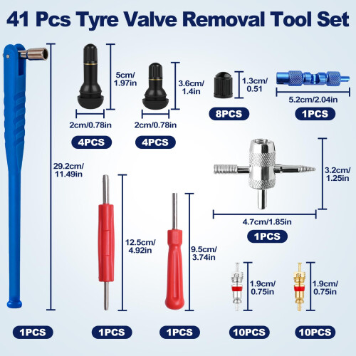 Bohoray 41 Pcs Tyre 2-in-1 Dual Head Valve Core Removal Tool, Stem Puller 1
