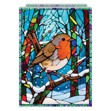 Small Stained Glass Robin Battery Christmas LED Lamp