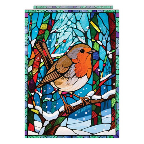 Small Stained Glass Robin Battery Christmas LED Lamp