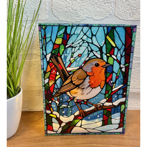 Small Stained Glass Robin Battery Christmas LED Lamp 2