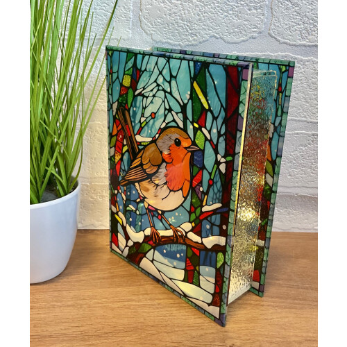 Small Stained Glass Robin Battery Christmas LED Lamp 1