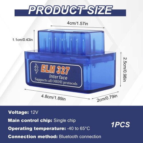 ELM-327 OBDII Car Diagnostic Scanner, OBD2 Bluetooth Scan Tool (1PC) 1