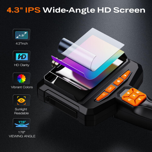 Endoscope Inspection Camera 5M, 4.3" IPS Screen Industrial Endoscope 1