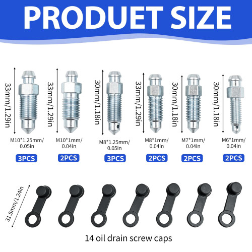 14 Set Hydraulic Brake Bleed Cap, Bolt Bleed Screw with Cap 1