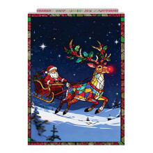 Small Stained Glass Santa & Sleigh Battery Christmas LED Lamp