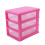 3X  Translucent Drawer Type Plastic Storage Box(Rose Red 3 Layers) 2