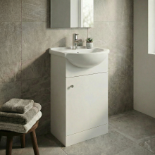 450mm Bathroom Basin Sink Vanity Unit Floor Standing Single Tap Hole Matte White