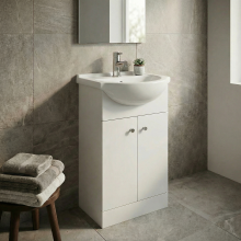 Bathroom Basin Sink Vanity Unit Single Tap Hole Floor Standing 550mm Matte White