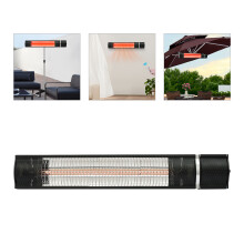 Elektrische infrarood terrasverwarmer, wandmodel, 220V, 800/1500/2000W, zwart, met afstandsbediening voor buiten