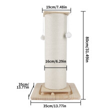 Premium Basic Katzenkratzbaum, 32 Zoll hoch, aus Massivholz und Sisal, für den Innenbereich