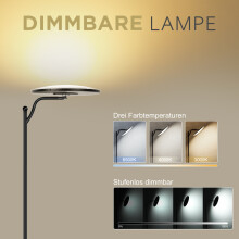 Simplicity LED-vloerlamp, 32 W, 3520 LM, dimbaar met afstandsbediening en verstelbare lampkop, zwart