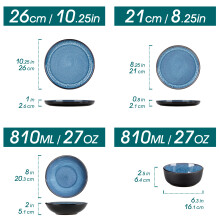 Vancasso serviesset van 16 stuks, reactief geglazuurd steengoed, blauw