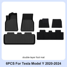 Tesla Model Y vloermatten, set van 6 dubbellaags, waterdicht en antislip voor interieurbescherming