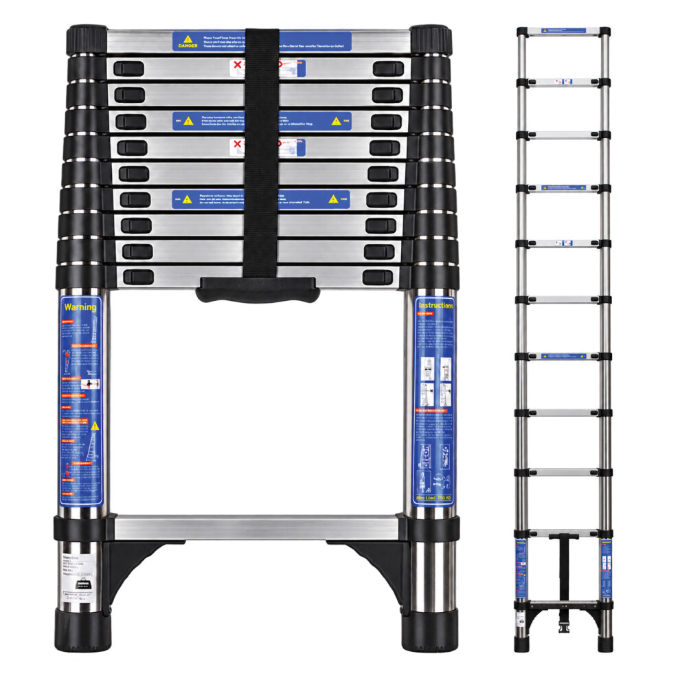 (3.2M) Futura Telescopic Ladder 150Kg Stainless Steel Extendable Loft Ladder - Image 3