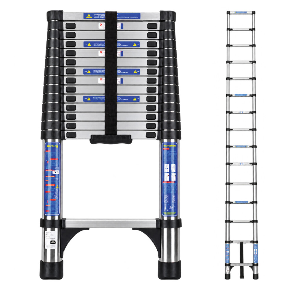 Futura Unisex Silver Telescopic Ladder 150Kg Stainless Steel Extendable Loft Ladder In 4.4M - Image 3