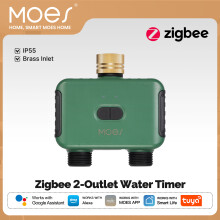 MOES Smart ZigBee watertimer, 2 uitgangen, messing inlaat, programmeerbare sproeier met filter, IP55 waterdicht voor tuin