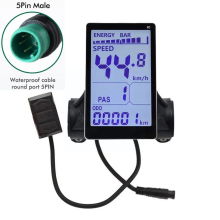 M5 LCD-meter voor elektrische fiets, 5-pins, waterdicht, zwart, voor e-bike en scooter