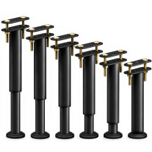 VOUNOT 6 Pack Adjustable Metal Bed Legs, 25-43 cm Height, Black