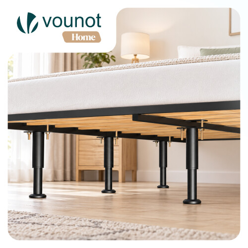VOUNOT 4 Pack Adjustable Metal Bed Legs, 25-43 cm Height, Black 1