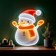 GEEZY Christmas Snowman LED Neon Sign Acrylic Decor USB Powered Festive Wall Light