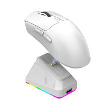 Mouse da Gioco Wireless X11 PAW3311, Mouse Wireless Tri-Modalità 12000 DPI 1000 Hz, 2.4G, Cablato, RGB, Base di Ricarica, Bianco