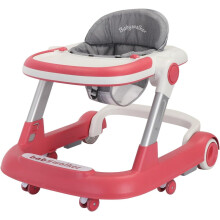 UBRAVOO 2-in-1 loopstap, rood, opvouwbaar en verstelbaar in hoogte, voor baby's van 6 tot 18 maanden