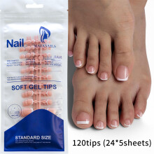 set van 100 kunstnagels, lichtroze, kort en middellang, vierkant, acryl voor nagelverlenging