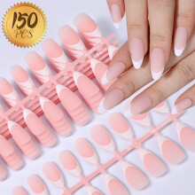 Kunstnagels, set van 100 stuks, lichtroze, kort en middellang, vierkant, voor nagelverlenging