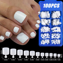 Kunstnagels, set van 100 stuks, lichtroze, kort en middellang vierkant, voor nagelverlenging