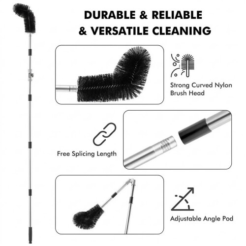 Gutter Cleaner 4m Telescopic Roof Gutter Cleaning Tool Adjustable Angle Pole UK 2