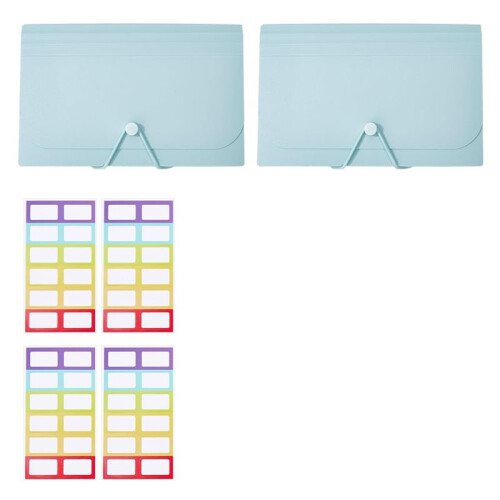 2 Sets A6 Organizer Kit with 12 Expandable Pockets and Rainbow Label Stickers 1
