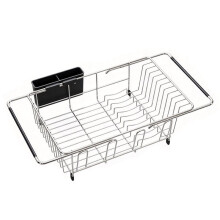 Dish Drying Rack in Sink, Expandable Stainless Steel Dish Drainers for Kitchen Counter Black